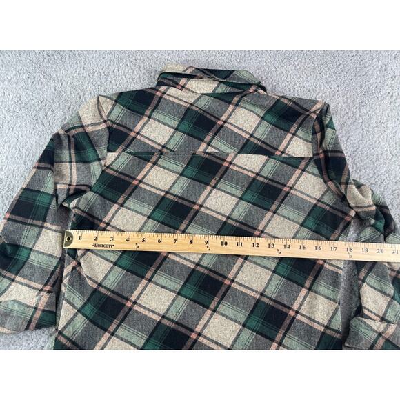 Roommates Shirt Womens Medium Green Plaid Button Up Long Sleeve Stretch Business - Picture 7 of 10